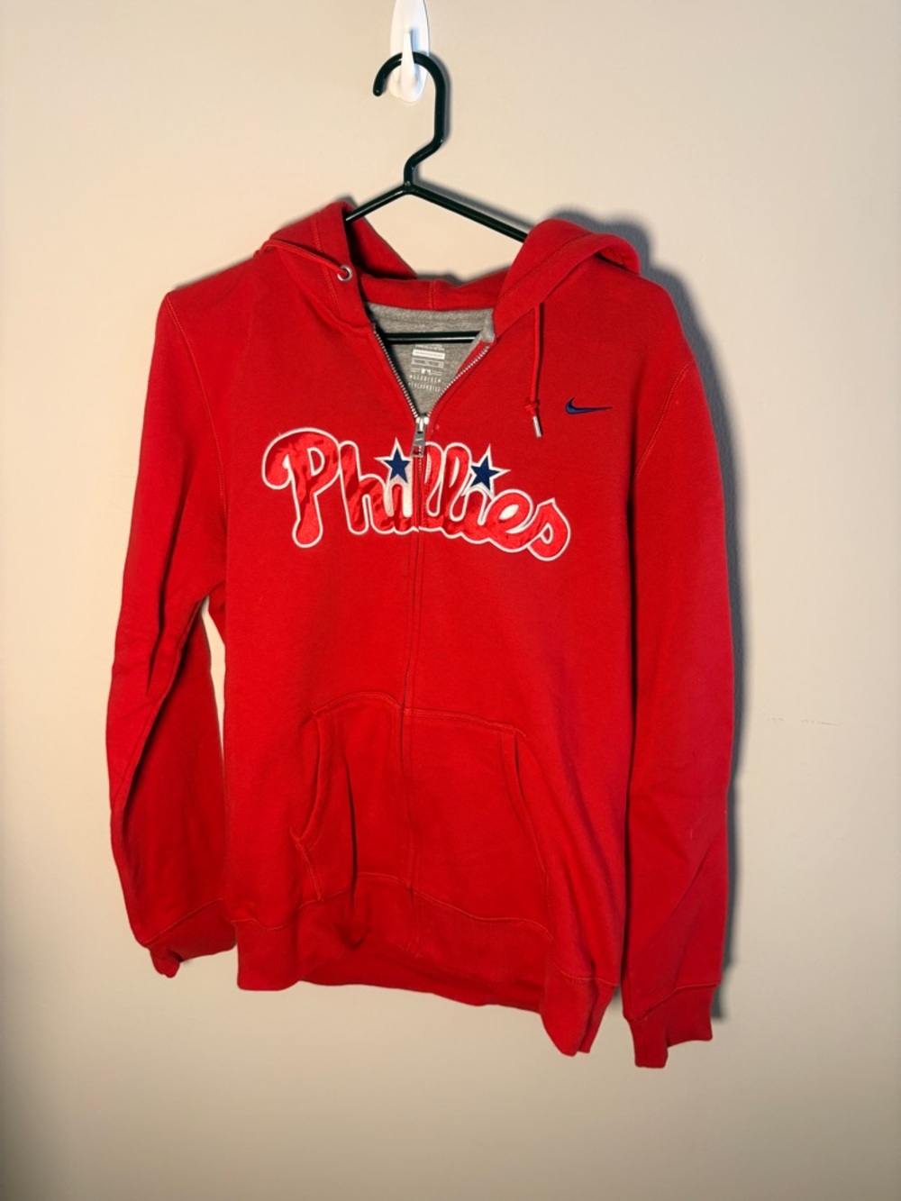 Nike Red and Gray Phillies Zip Hoodie